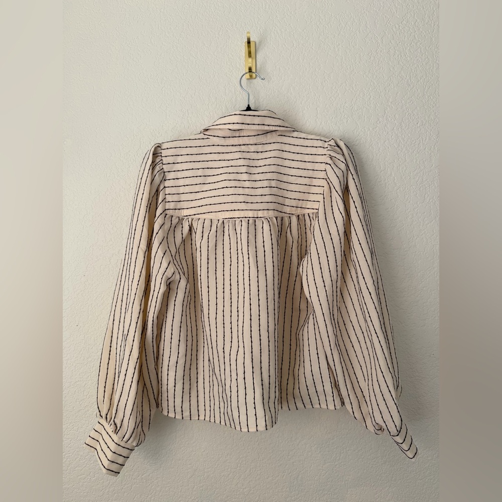 Evereve Sadie Slub Stripe Shirt Small - Picture 7 of 8